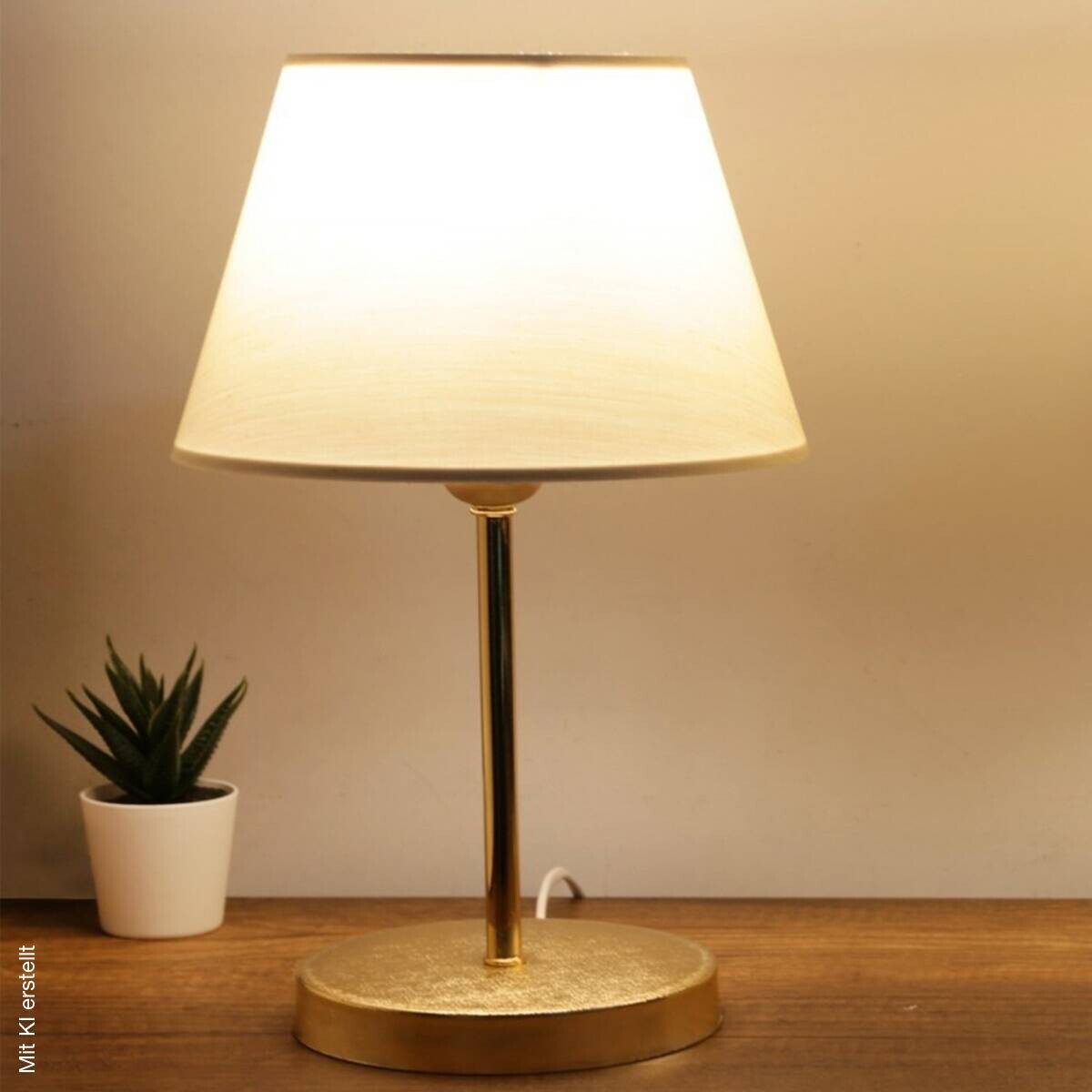 Opviq Tischleuchte creme Metall PVC B/H/L: ca. 22x37x22 cm E27 1 Brennstellen