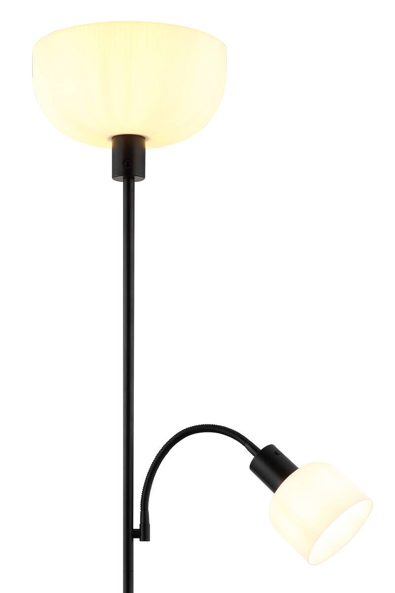GLOBO Stehlampe schwarz Metall Kunststoff B/H/L: ca. 14,5x67,5x33 cm 2 Brennstellen