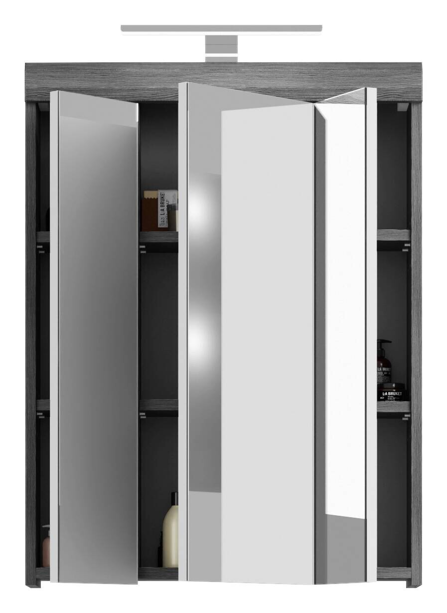 Badezimmer-Set Scout Rauchsilber Nachbildung weiß Hochglanz B/H/T: ca. 60x191x34 cm