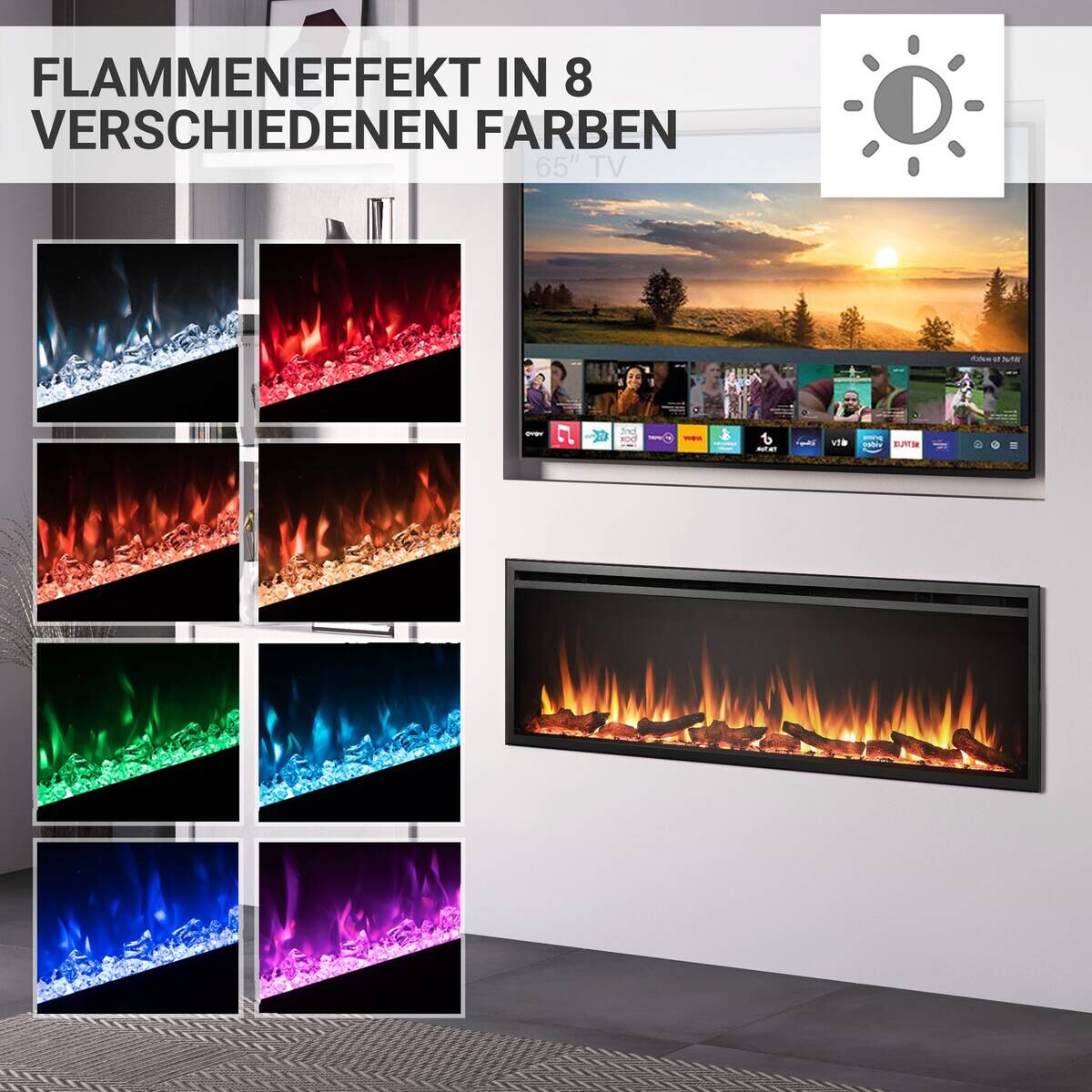 Balderia Elektrischer-Kamin Atlanta EF288B schwarz B/H/L: ca. 14,7x48x152,4 cm