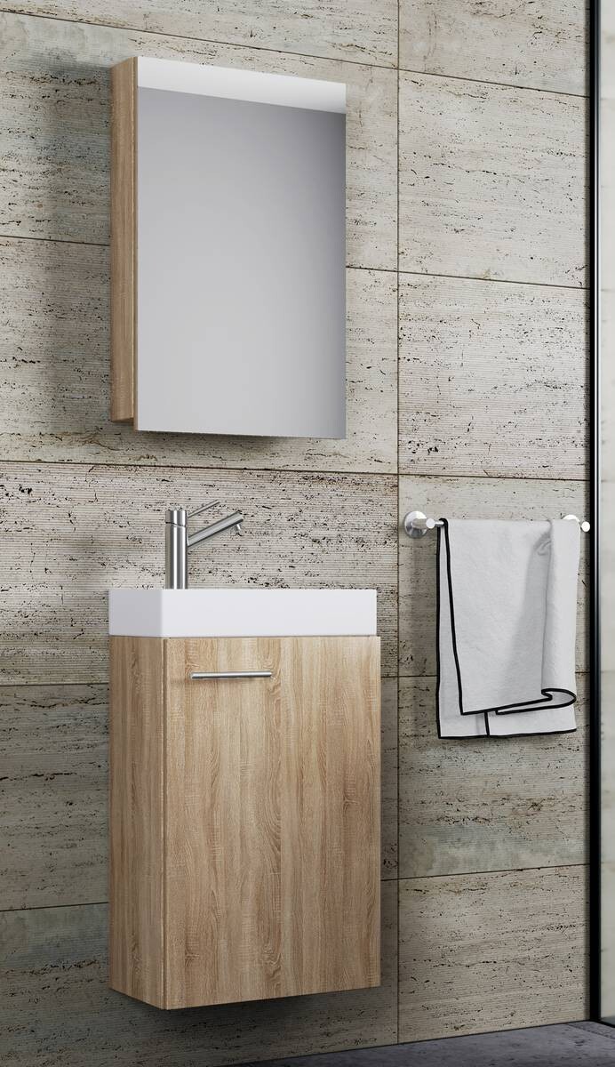 Waschplatz 3tlg-Slito Eiche Sonoma Nachbildung weiß B/H/T: ca. 41x130x22 cm