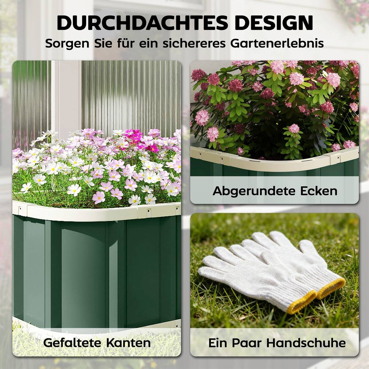 Outsunny Hochbeet grün B/H/T/L: ca. 52x31x52x136 cm
