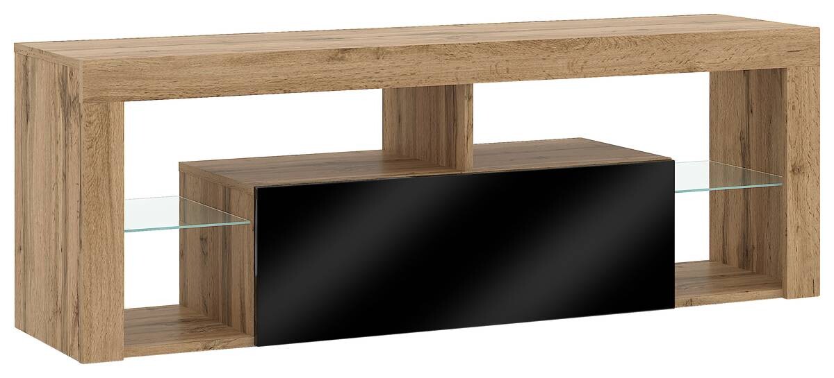 TV-Lowboard TV LOWBOARD Everest 140 Eiche Wotan Nachbildung schwarz glänzend B/H/T: ca. 140x50x35 cm