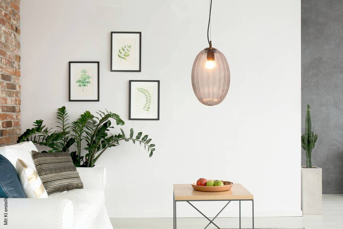 Kayoom Pendelleuchte Virgina 125 grau Glas Eisen B/H/L: ca. 23x36x23 cm E27 1 Brennstellen