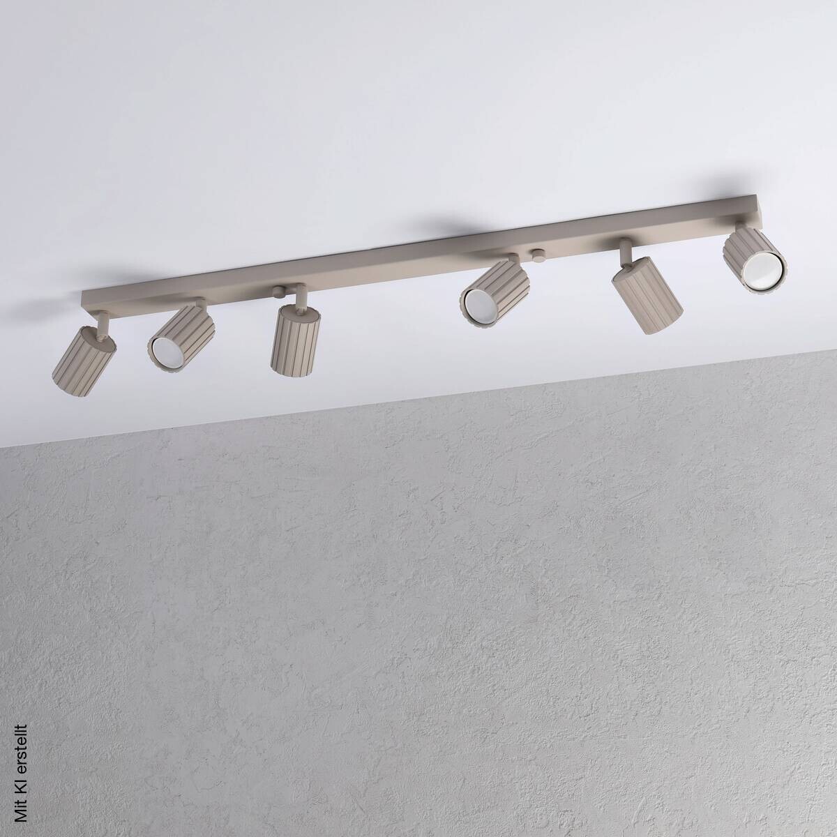 Lamkur Strahler Prisma beige Stahl B/H/L: ca. 6,5x16,5x117 cm 6 Brennstellen