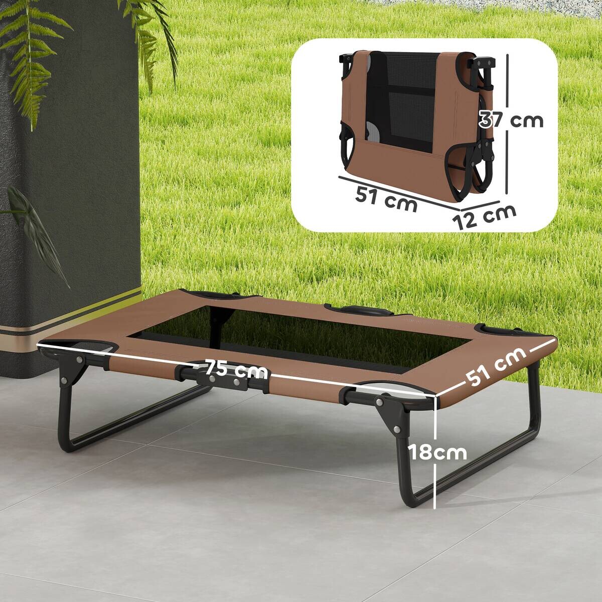 PawHut Erhöhtes Hundebett kaffee Polyester B/H/L: ca. 51x18x75 cm