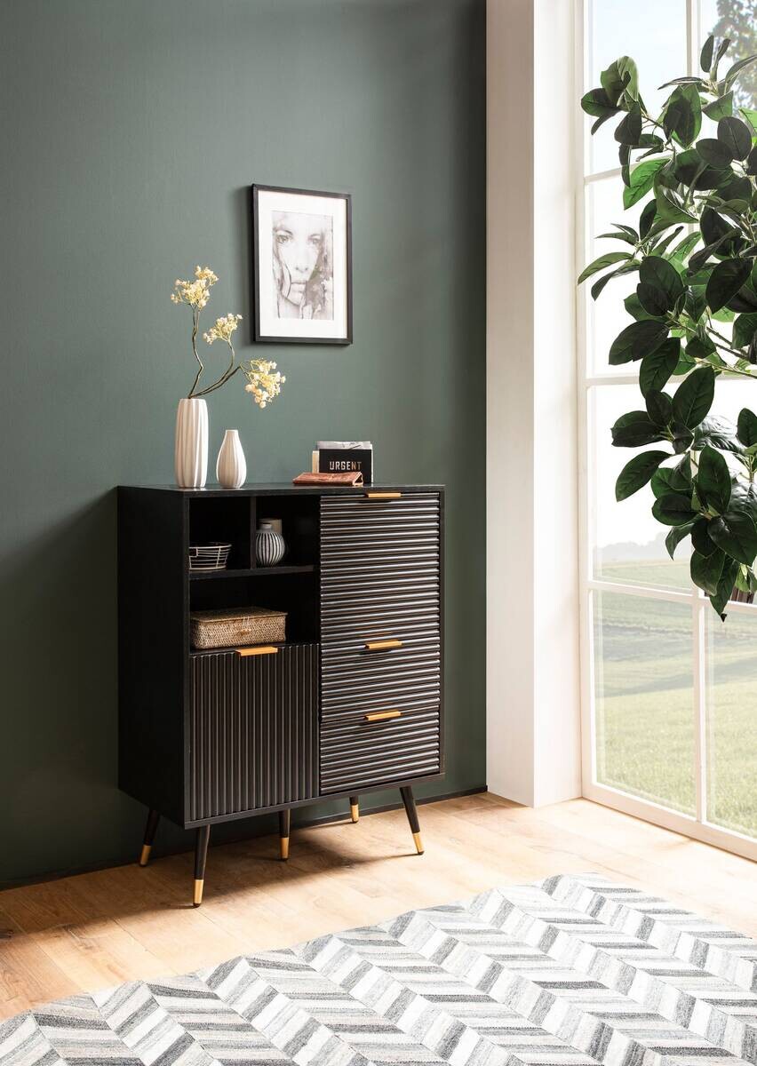 Sideboard schwarz B/H/T: ca. 77x97x40 cm