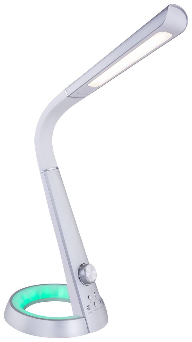 GLOBO Tischleuchte 58376S silber weiß Kunststoff Metall B/H/T: ca. 34x64x18 cm 1 Brennstellen