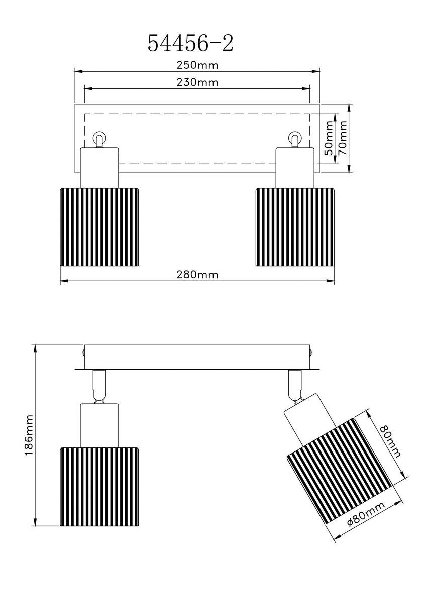 GLOBO Strahler schwarz Chrom Metall Glas B/H/L: ca. 10x30x13 cm E14 2 Brennstellen