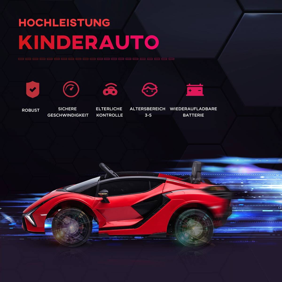 HOMCOM Kinder-Elektroauto rot B/H/L: ca. 62x65x132 cm