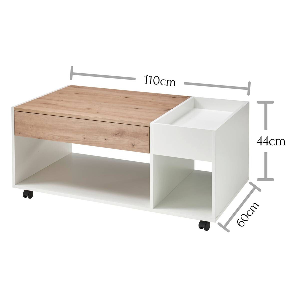 Couchtisch Eiche Artisan Nachbildung weiß B/H/T: ca. 110x44x60 cm