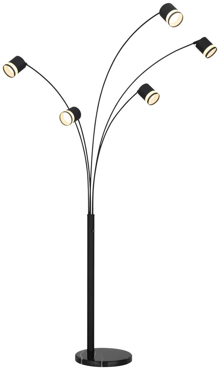 GLOBO Stehlampe mattschwarz Metall B/H/T/L: ca. 70x195x110x110 cm 5 Brennstellen