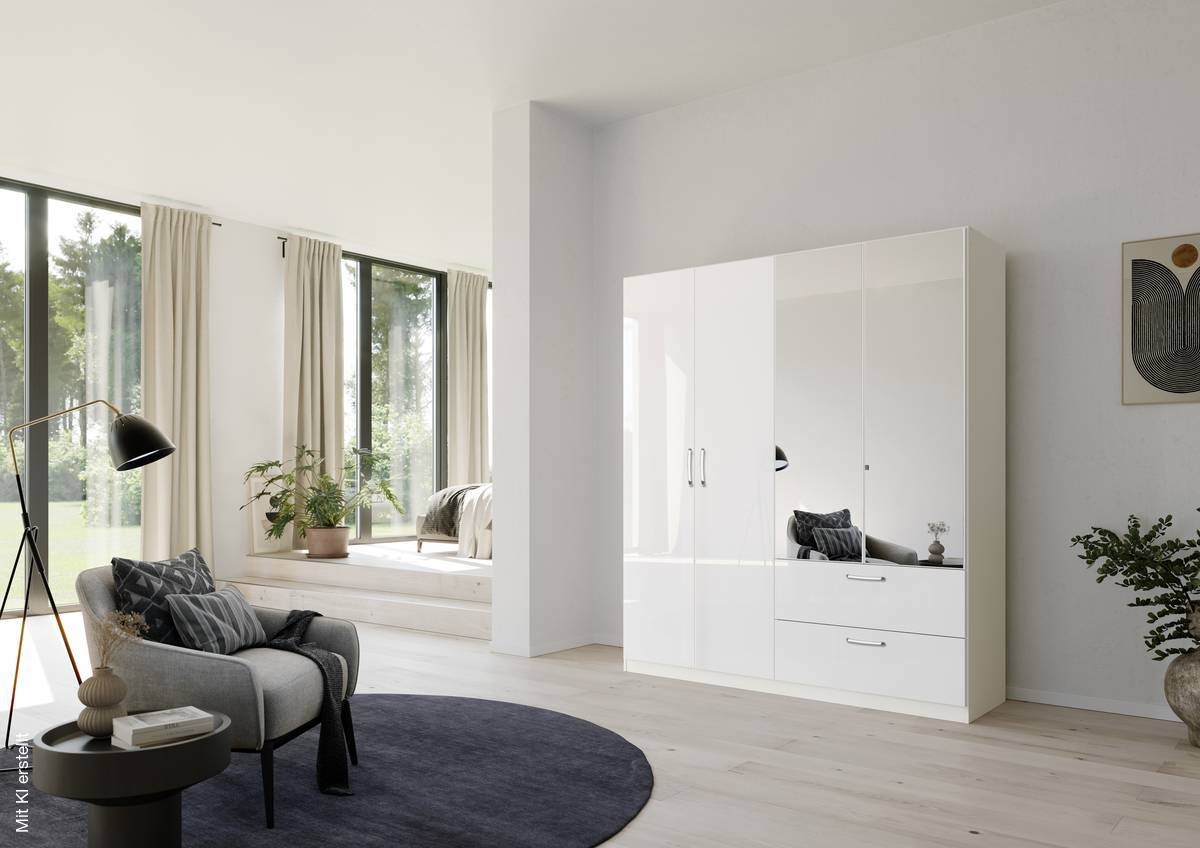 Kleiderschrank Quadra weiß B/H/T: ca. 180x210x54 cm