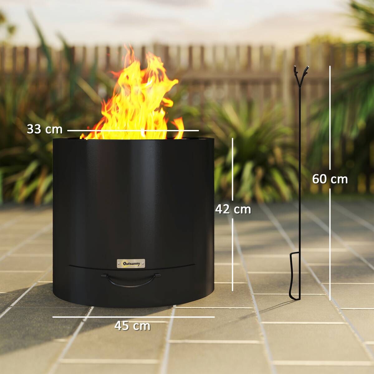 Outsunny Feuerschale schwarz Stahl B/H/L: ca. 45x42x45 cm