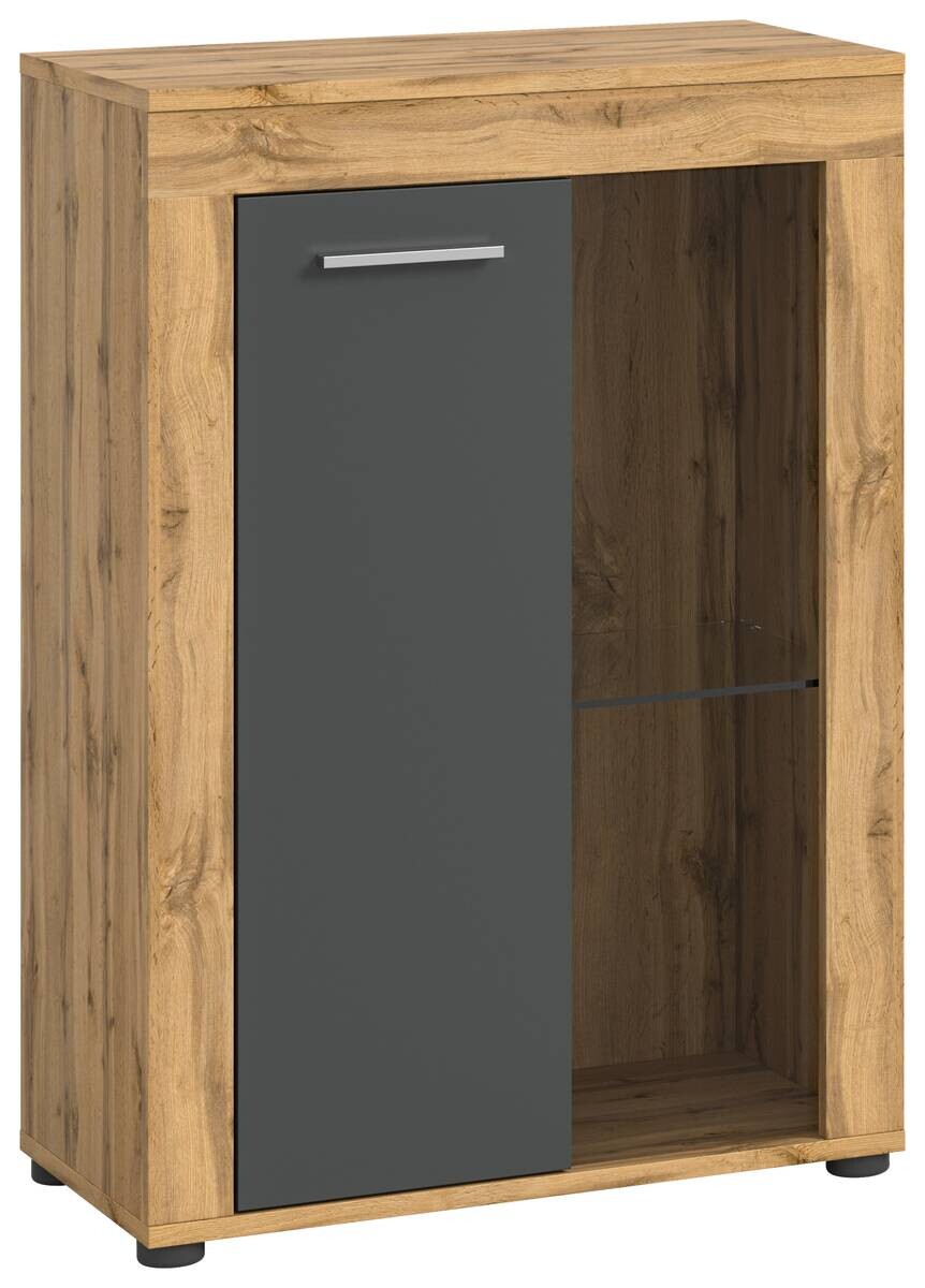 Vitrine Jam Eiche Wotan Nachbildung grau B/H/T: ca. 60x86x35 cm