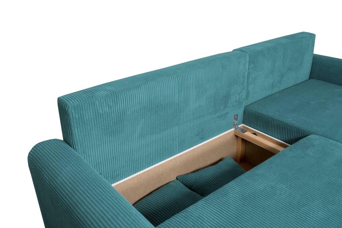 Ecksofa mit Bettfunktion und Bettkasten türkis Microfaser B/H/T: ca. 224,5x90x168 cm
