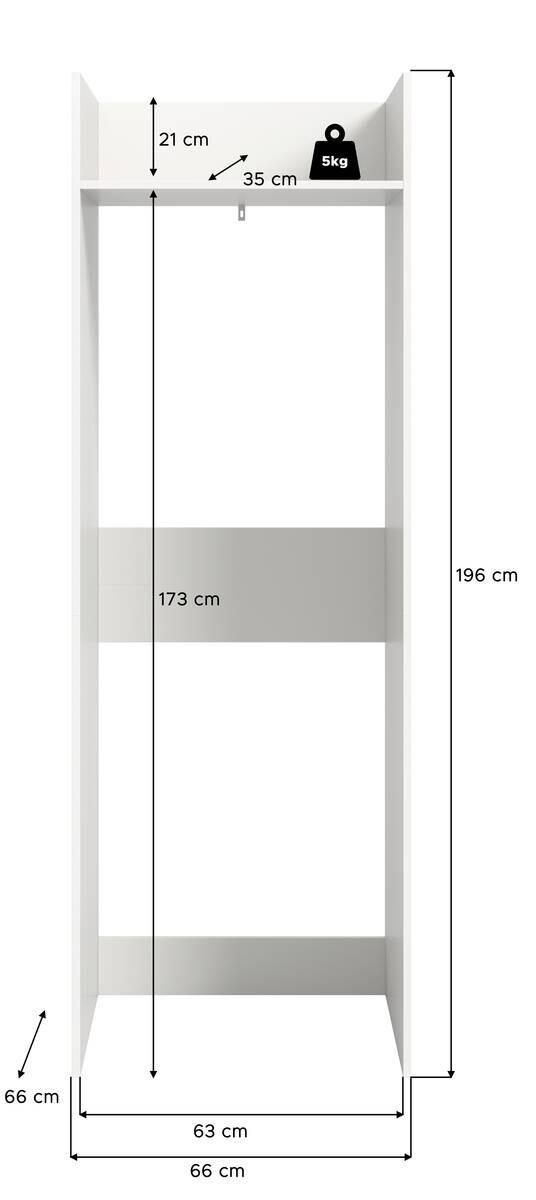 Waschmaschinenumbauschrank Free weiß B/H/T: ca. 66x196x66 cm