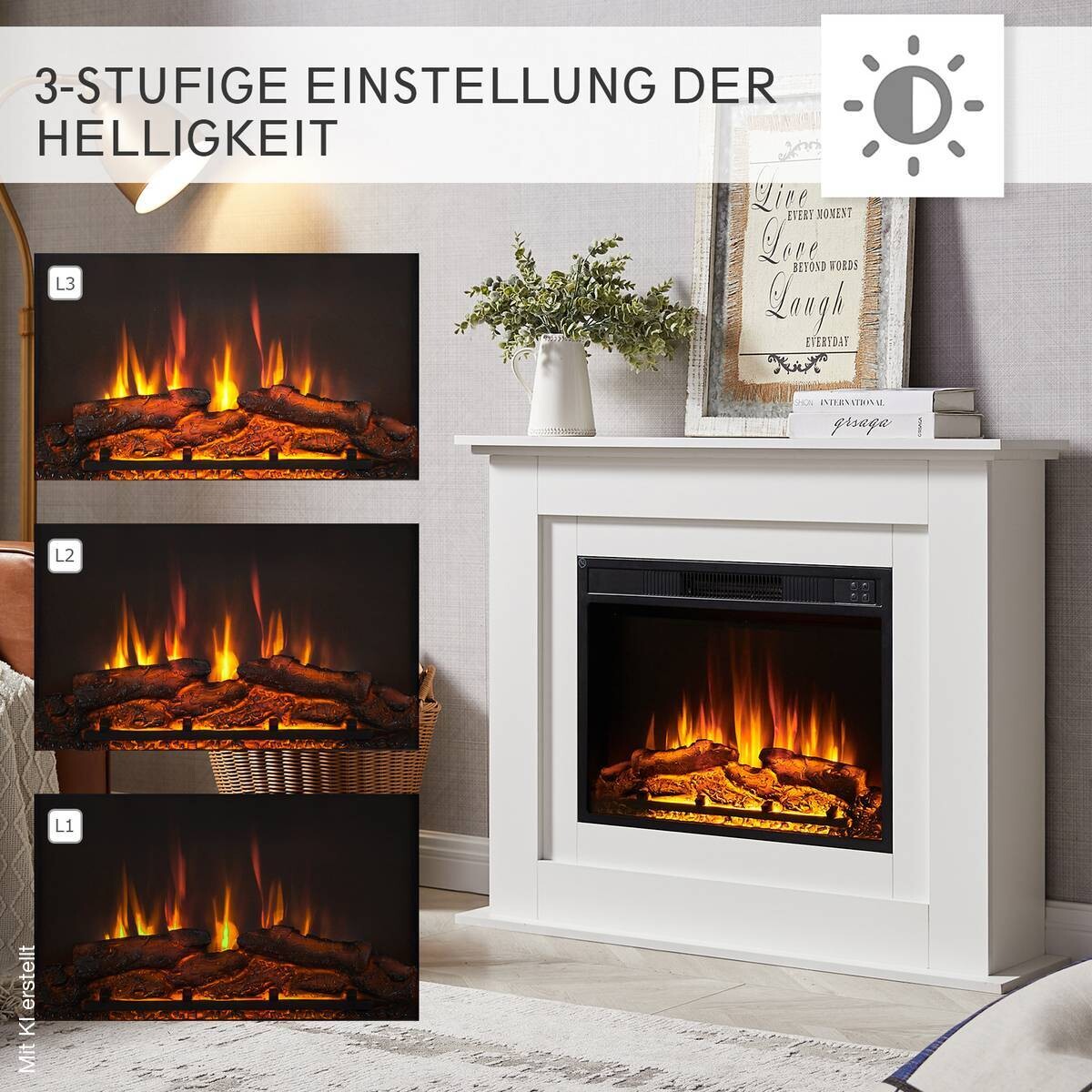 Balderia Elektrischer-Kamin EF447A-MT447A-W weiß B/H/T: ca. 100x82x25 cm