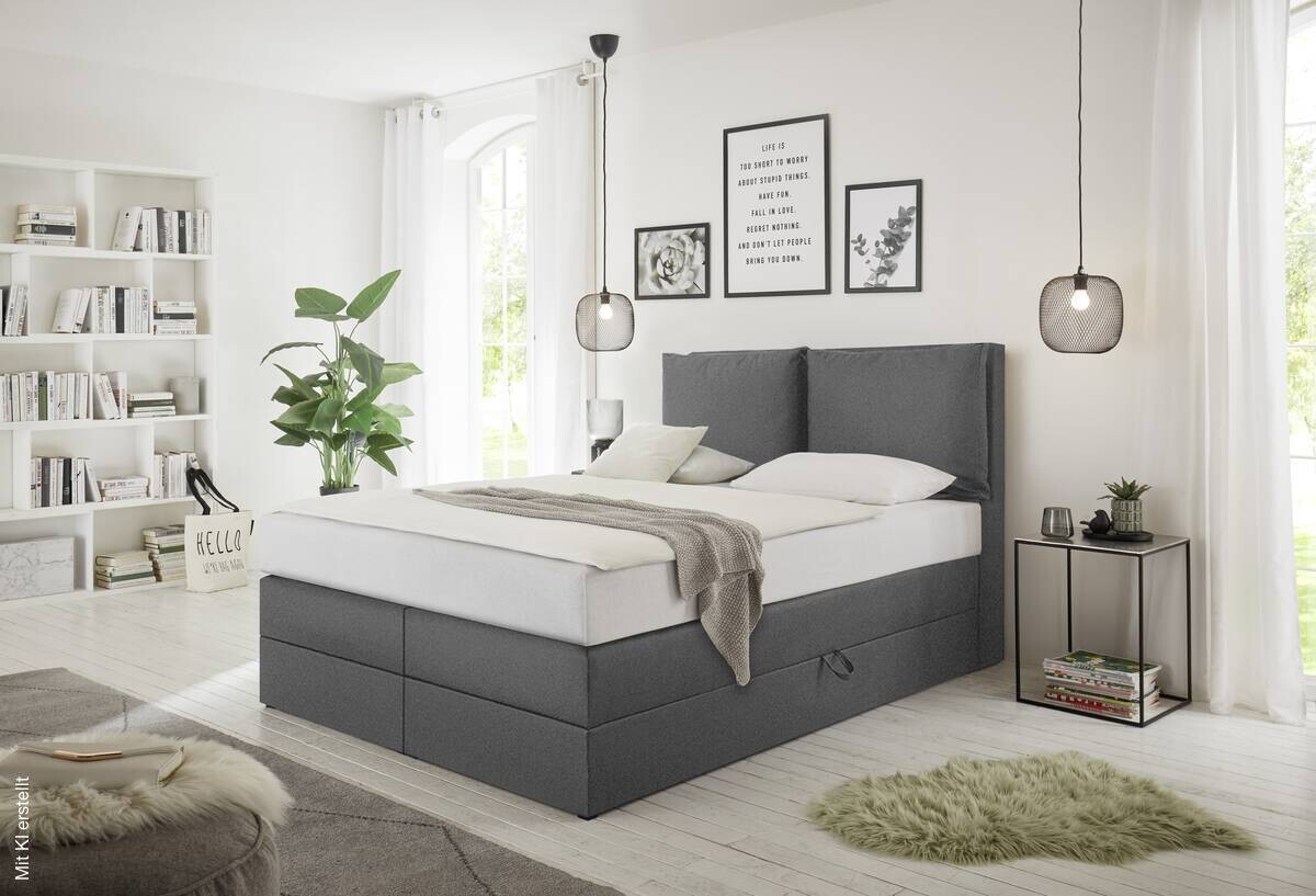 Boxspringbett Lissy graubraun Liegefläche B/L: ca. 140x200 cm