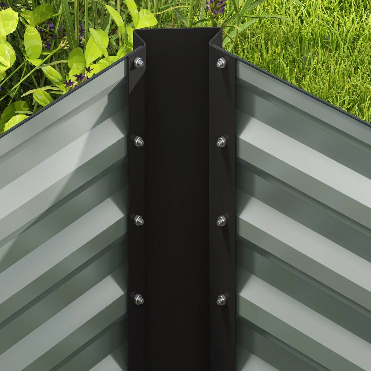 Outsunny Hochbeet 2er Set dunkelgrau Stahl B/H/L: ca. 60x60x120 cm