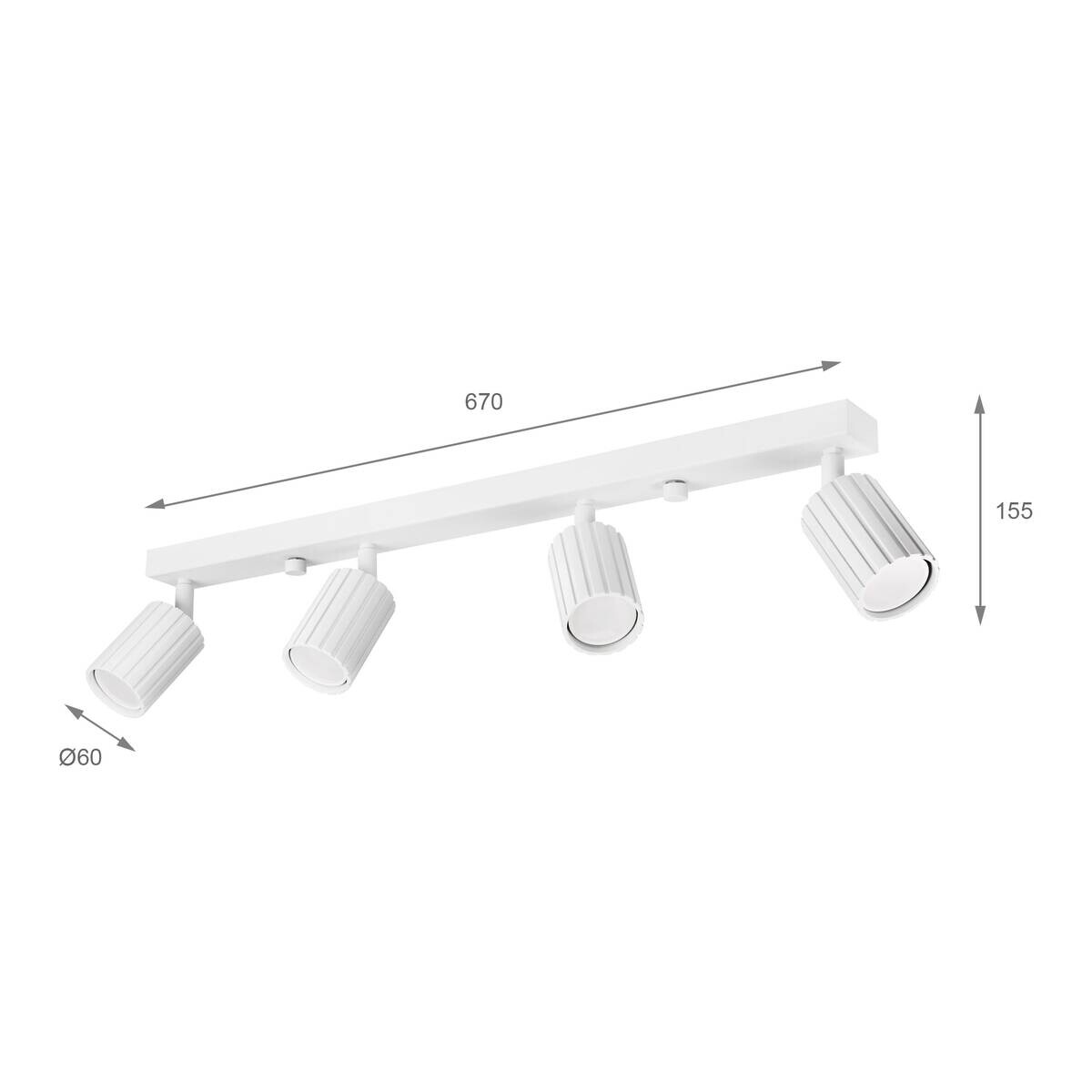 Lamkur Strahler Prisma weiß Stahl B/H/L: ca. 6,5x16,5x81 cm 4 Brennstellen