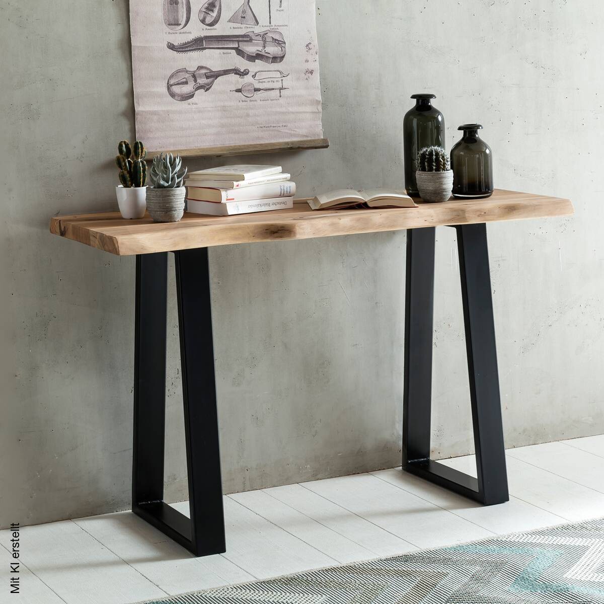 Konsolentisch natur schwarz Akazie B/H/T: ca. 120x75x45 cm