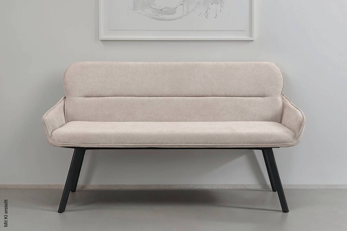 Sitzbank RICO schwarz taupe Metall Stoff B/H/T: ca. 140x90x62 cm