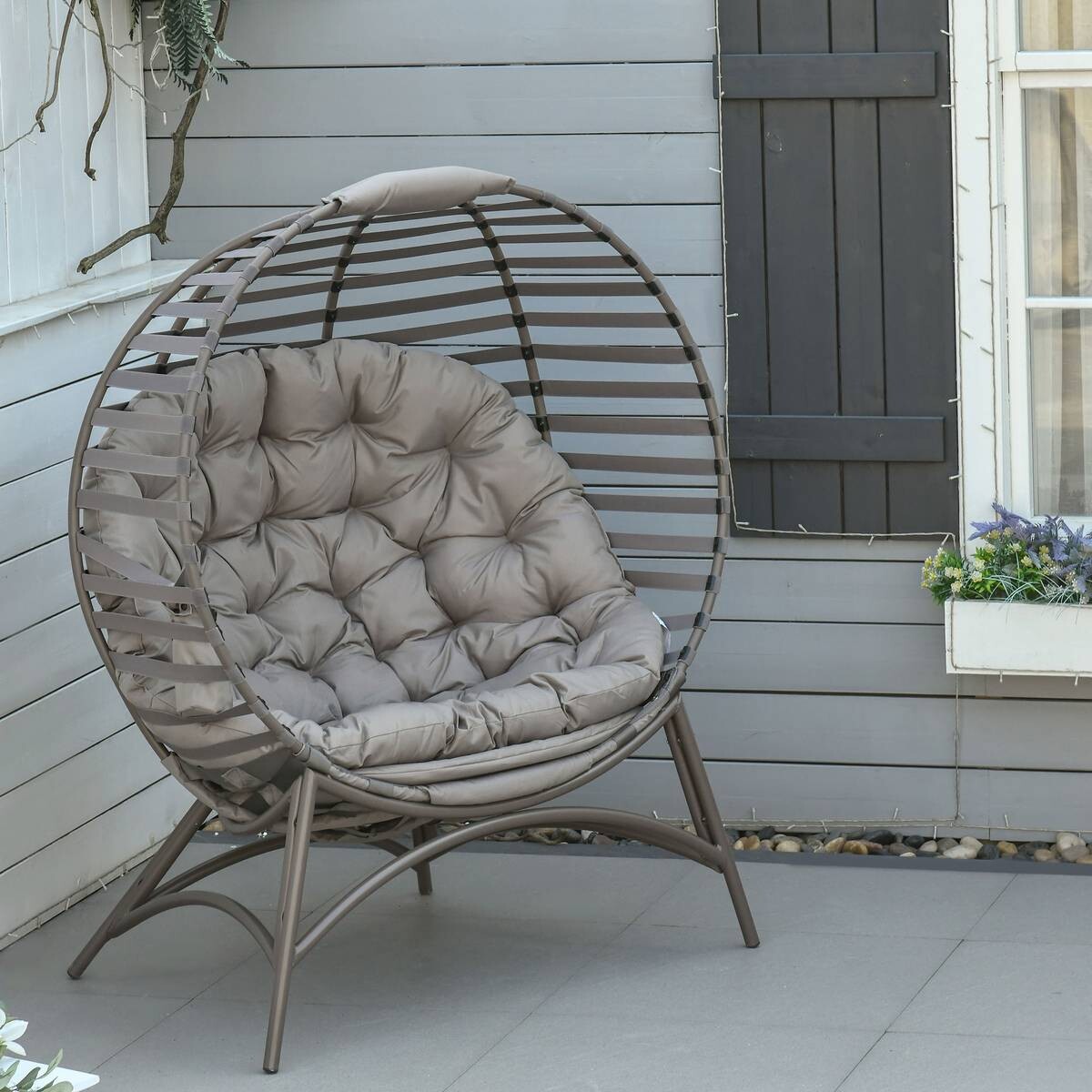 Outsunny Gartenstuhl sand Stahl B/H/L: ca. 75x139x118 cm