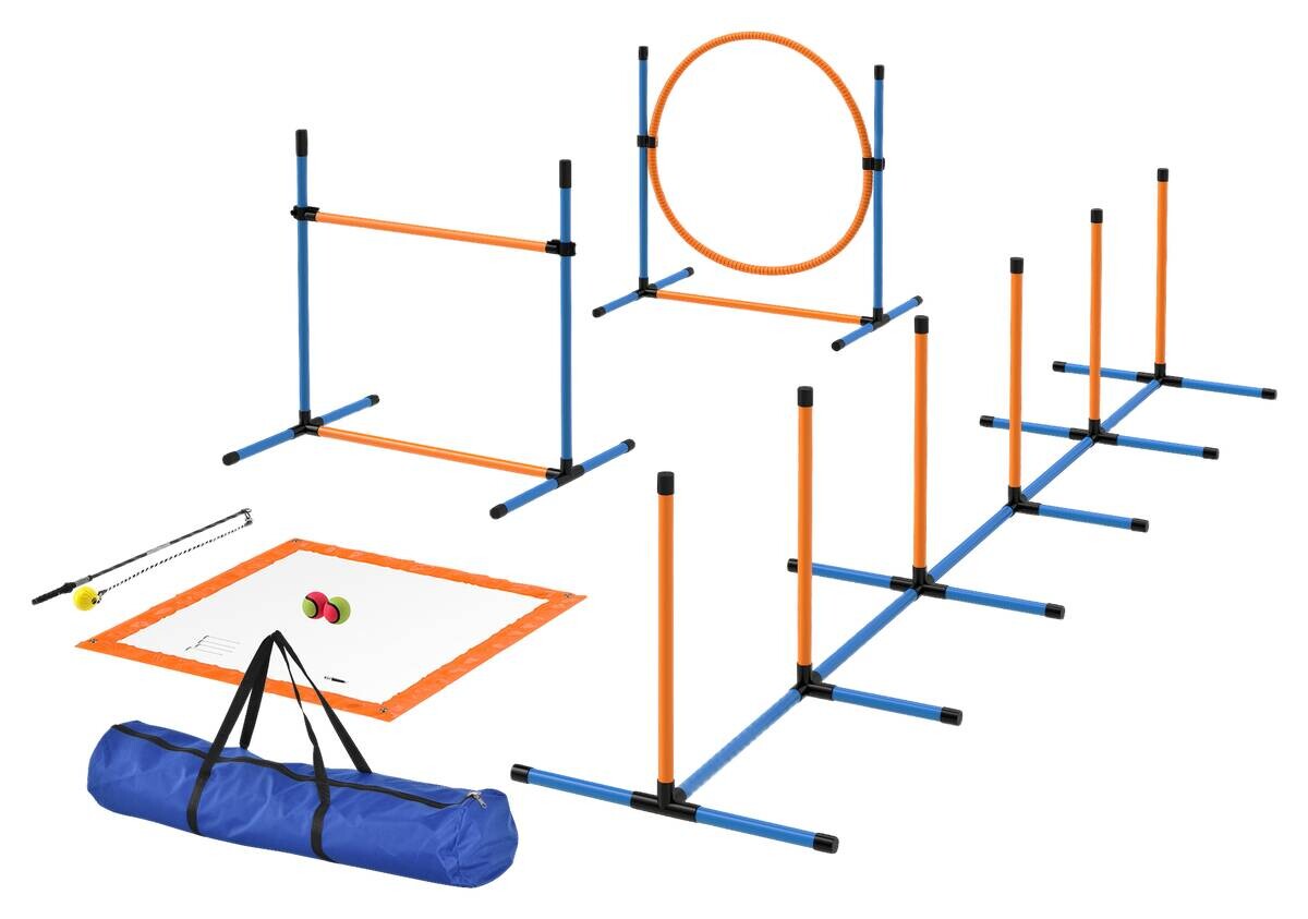 PawHut Hund Agility Set blau Kunststoff B/H/L: ca. 69x69x348 cm