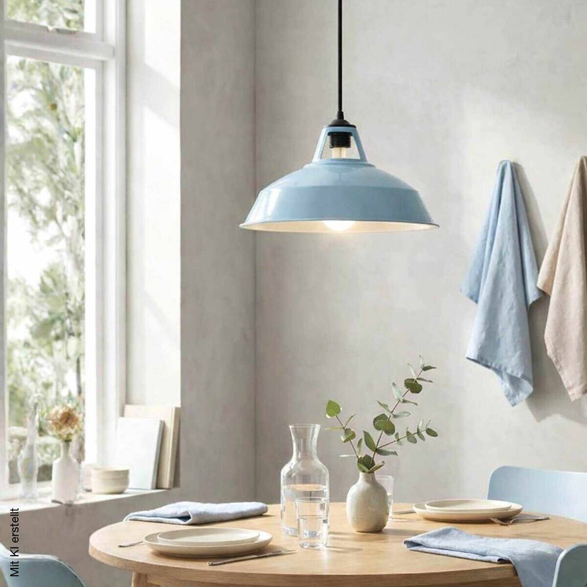 Opviq Pendelleuchte hellblau B/H/T: ca. 31x100x31 cm E27 1 Brennstellen