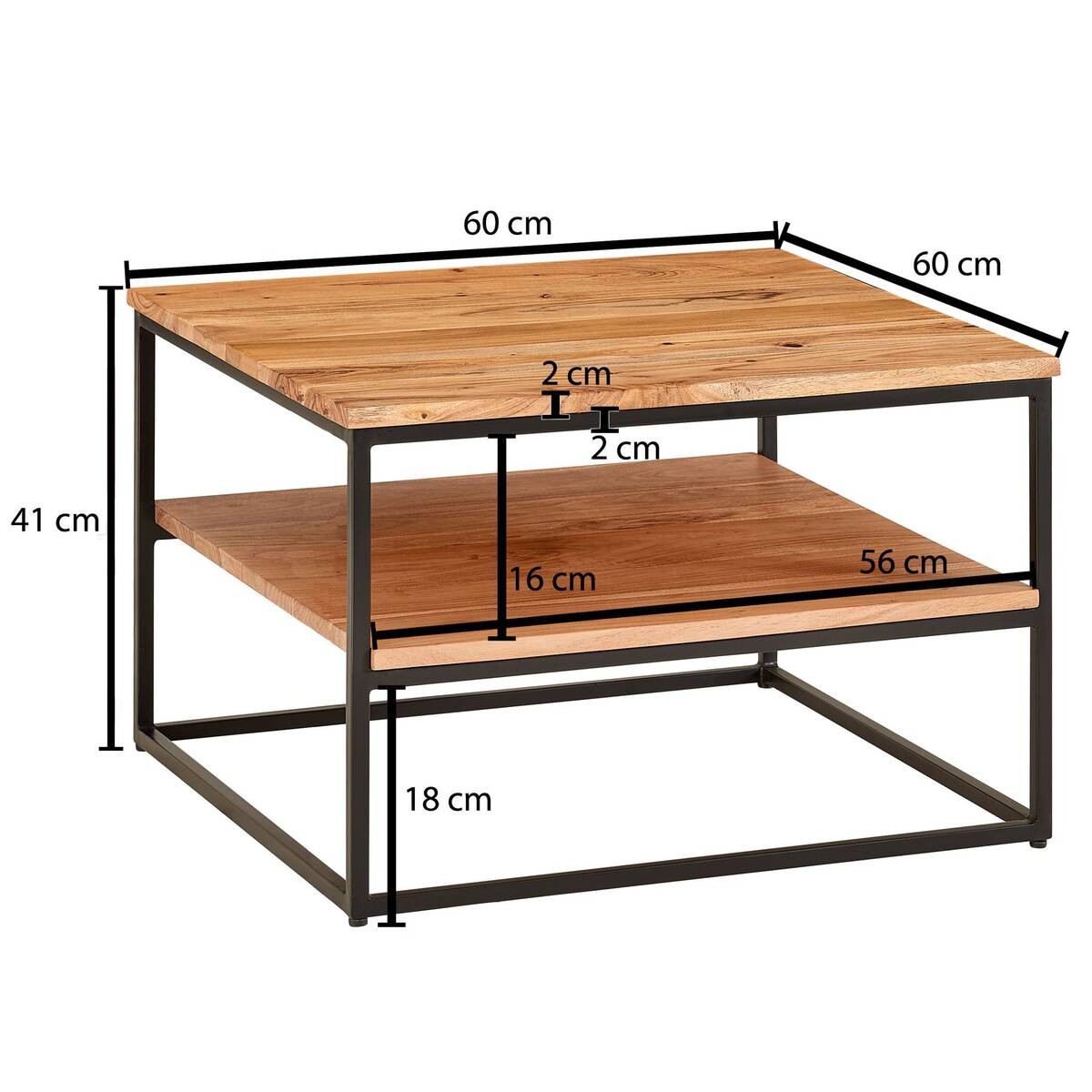 Wohnling Couchtisch braun B/H/T: ca. 60x41x60 cm