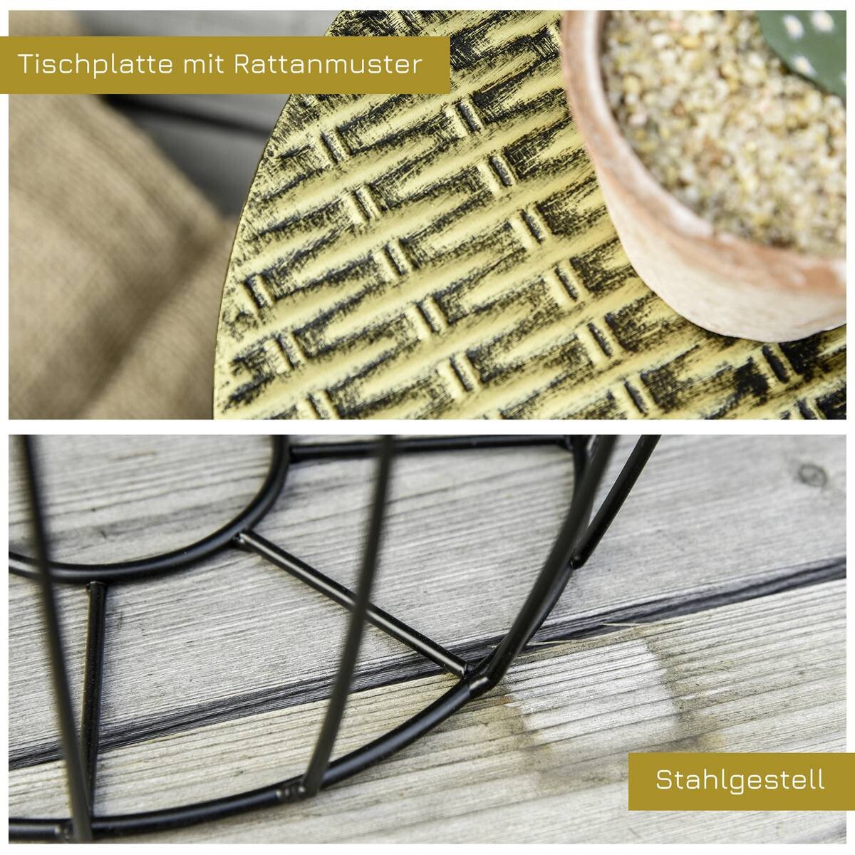 Outsunny Beistelltisch-Set schwarz Metall H/D: ca. 41x38 cm