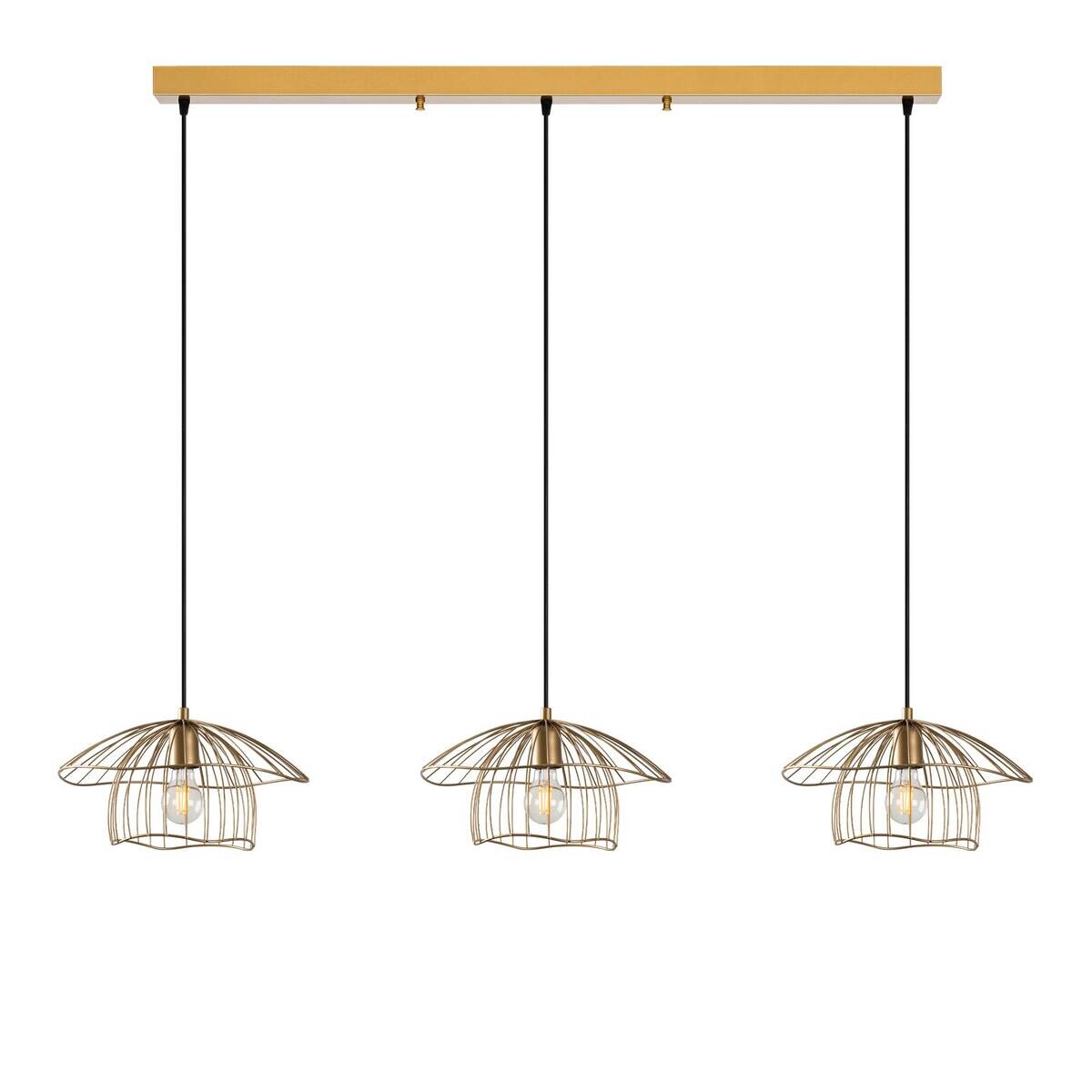 Opviq Pendelleuchte gold B/H/T: ca. 155x110x35 cm E27 3 Brennstellen