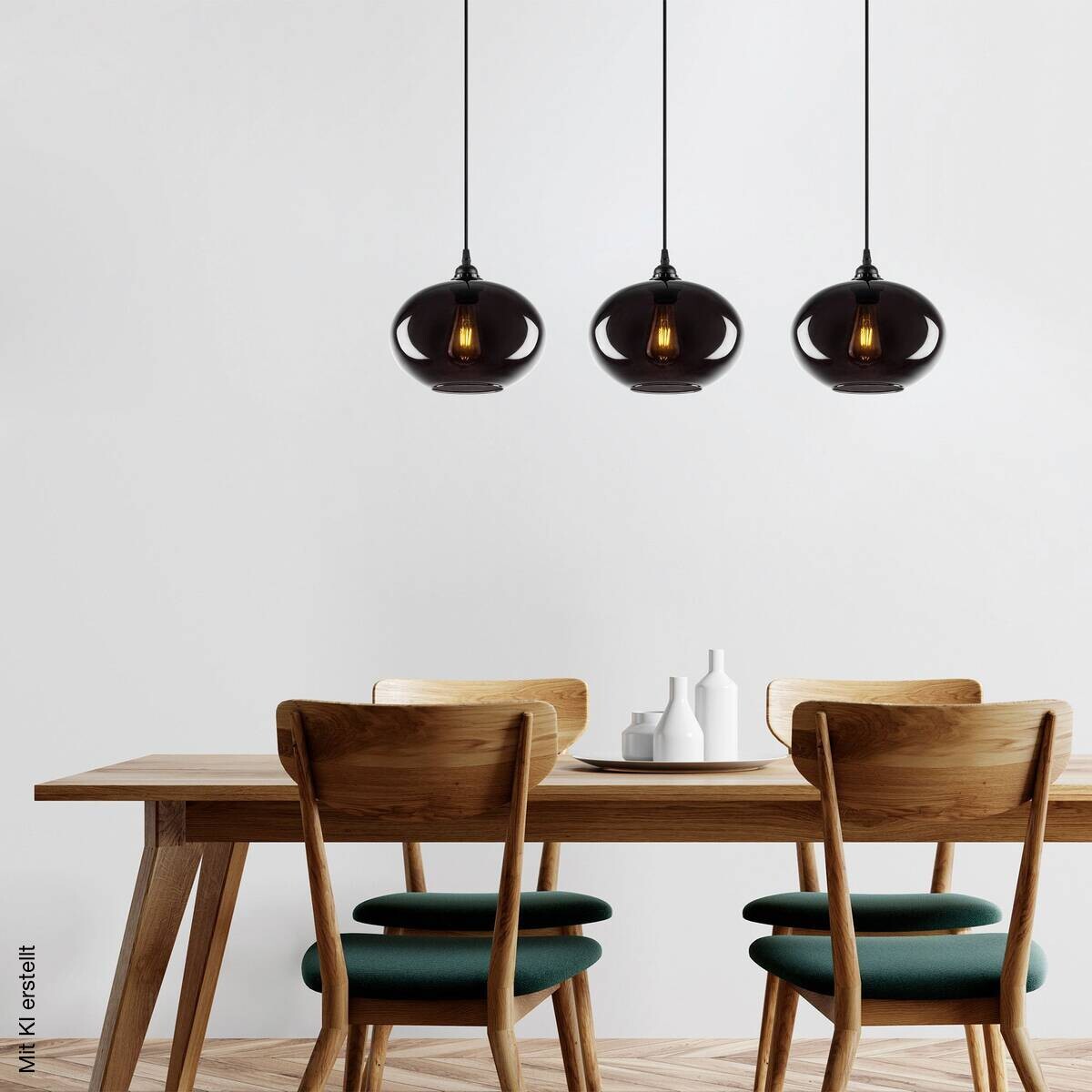 Pendelleuchte grau Rauch Metall Glas B/H/T/L: ca. 97x120x97x97 cm E27 1 Brennstellen