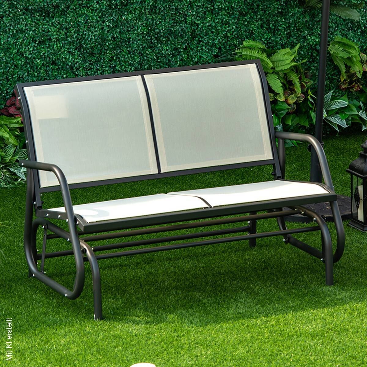 Outsunny Sitzbank schwarz Metall B/H/L: ca. 70x85x120 cm