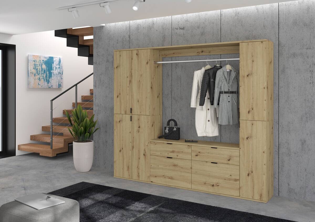 Garderobe PROJEKT Eiche Artisan Nachbildung B/H/T: ca. 212x193x34 cm