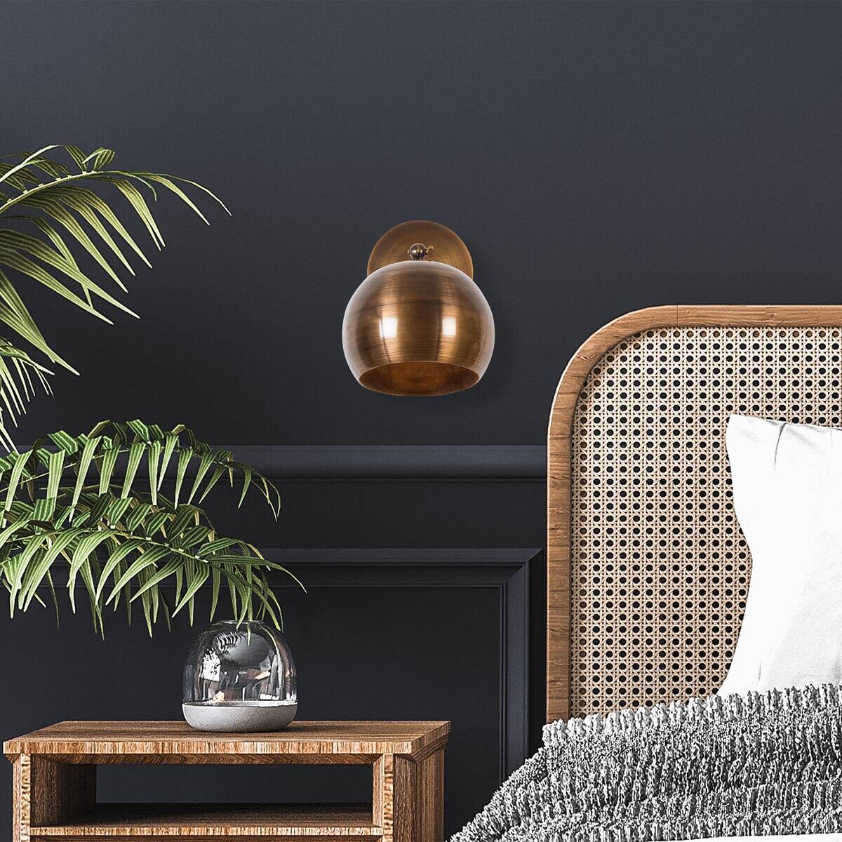 Opviq Wandleuchte Sivani bronze Metall B/H/T/L/D: ca. 28x21x28x15x15 cm E27 1 Brennstellen