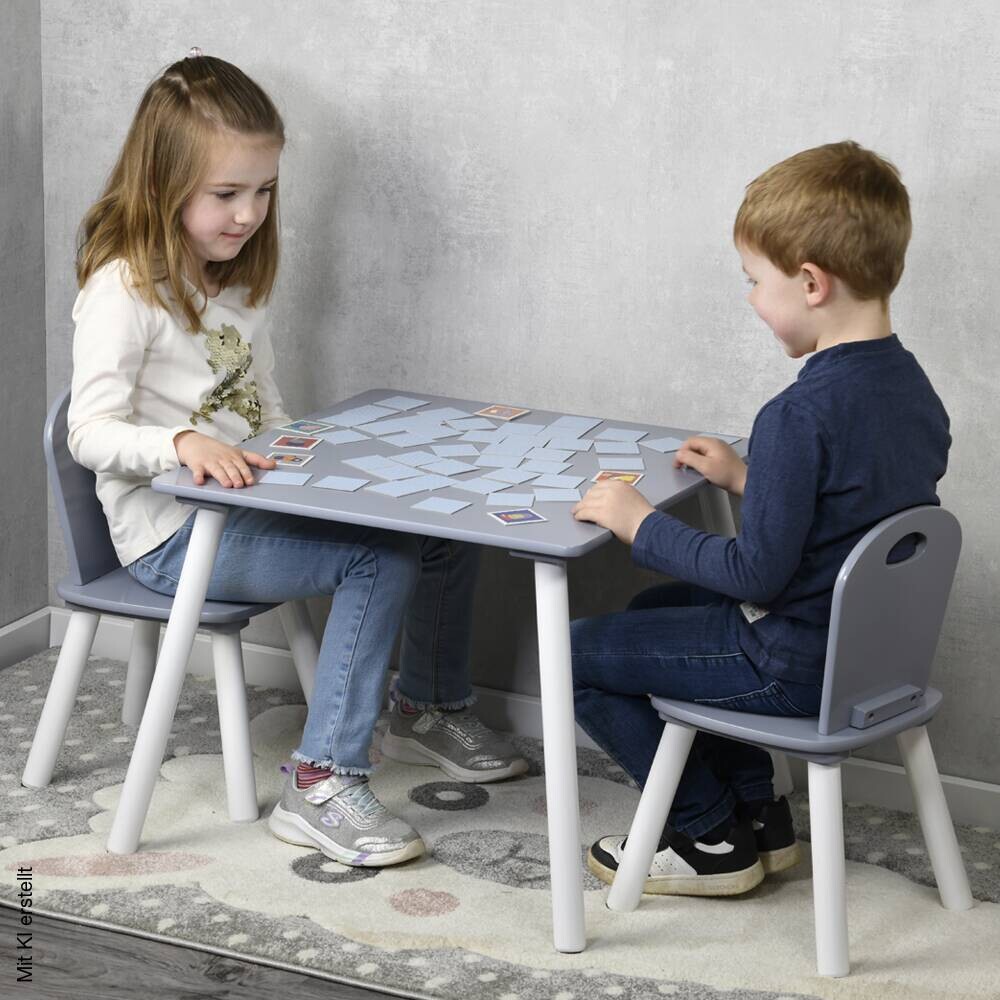 Kesper Kindertisch mit 2 Stühlen grau Spanplatte B/H/L: ca. 55x45x55 cm