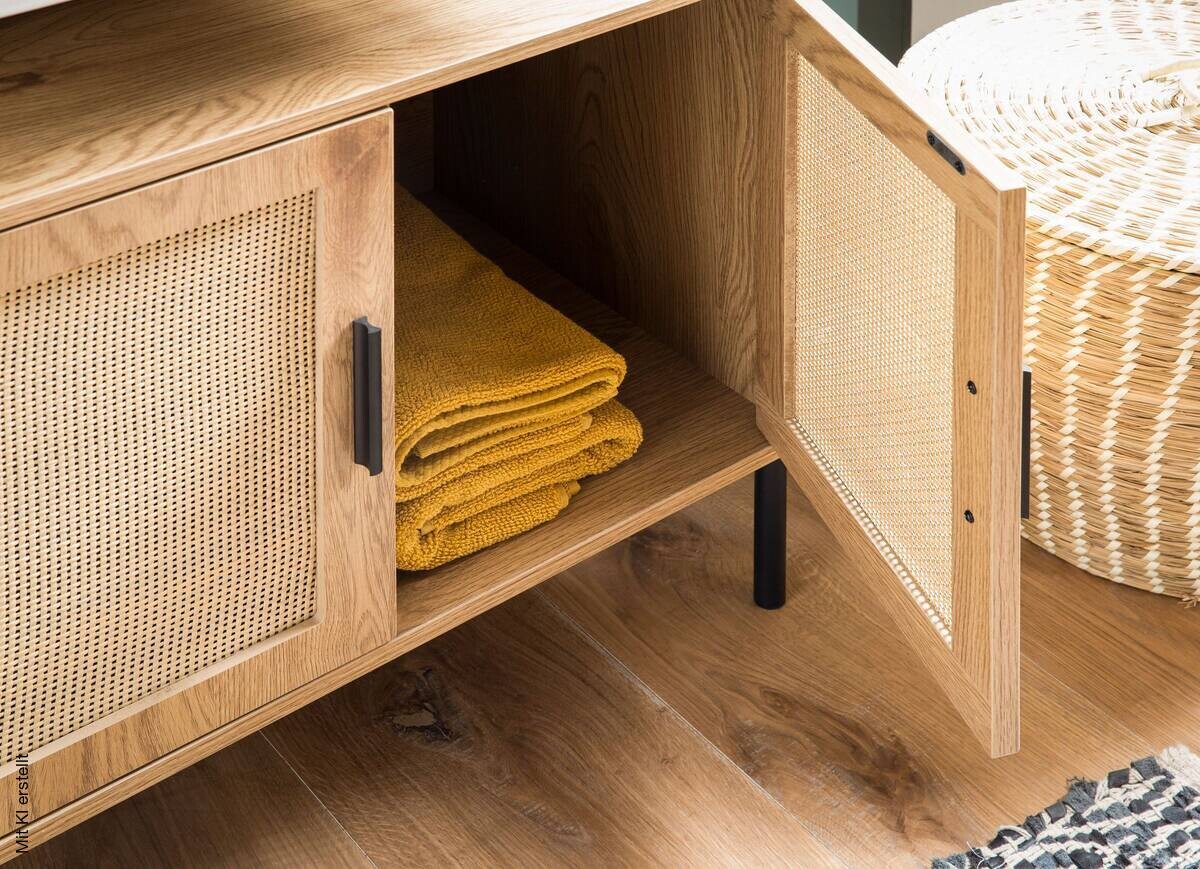 Waschbeckenunterschrank Eiche natur Optik B/H/T: ca. 60x60x40 cm