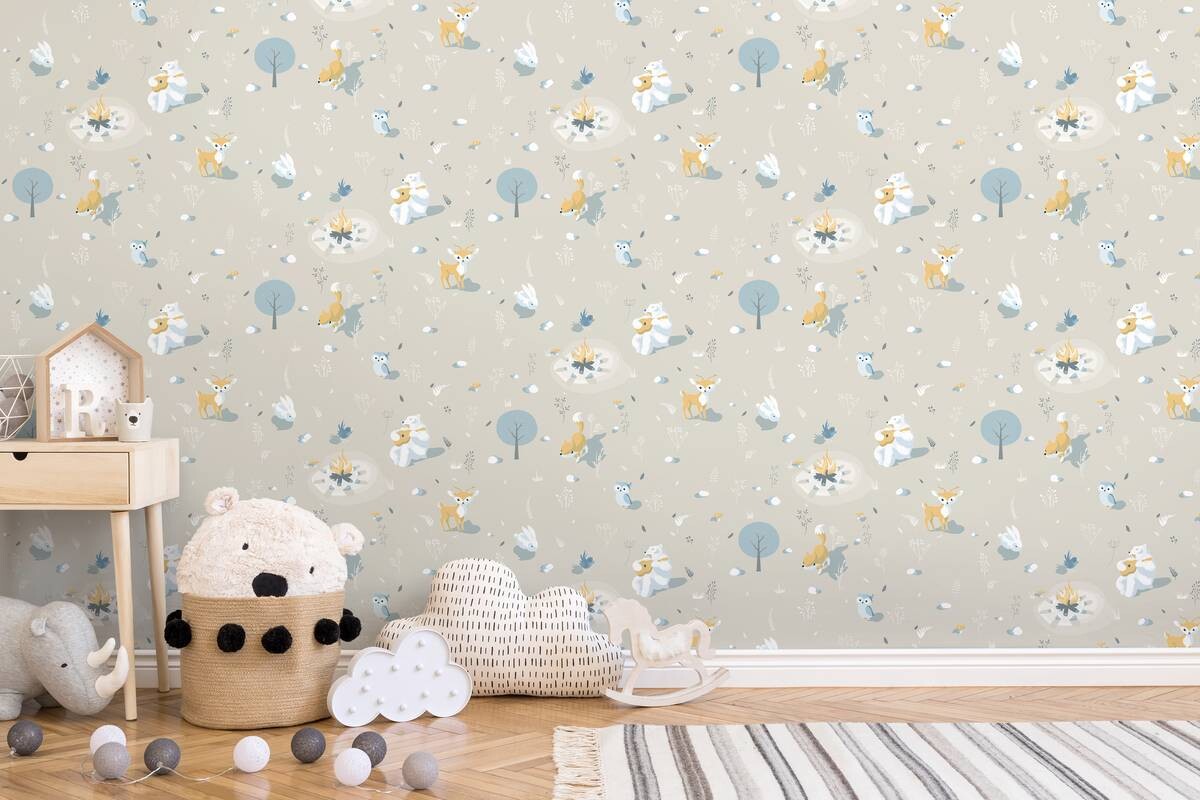 UGEPA Vliestapete Waldtiere beige bunt B/L: ca. 53x1005 cm