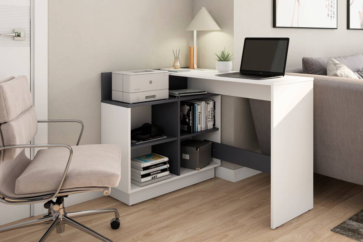 Eckschreibtisch BERNI weiß Graphit B/H/T: ca. 102x77,5x80 cm