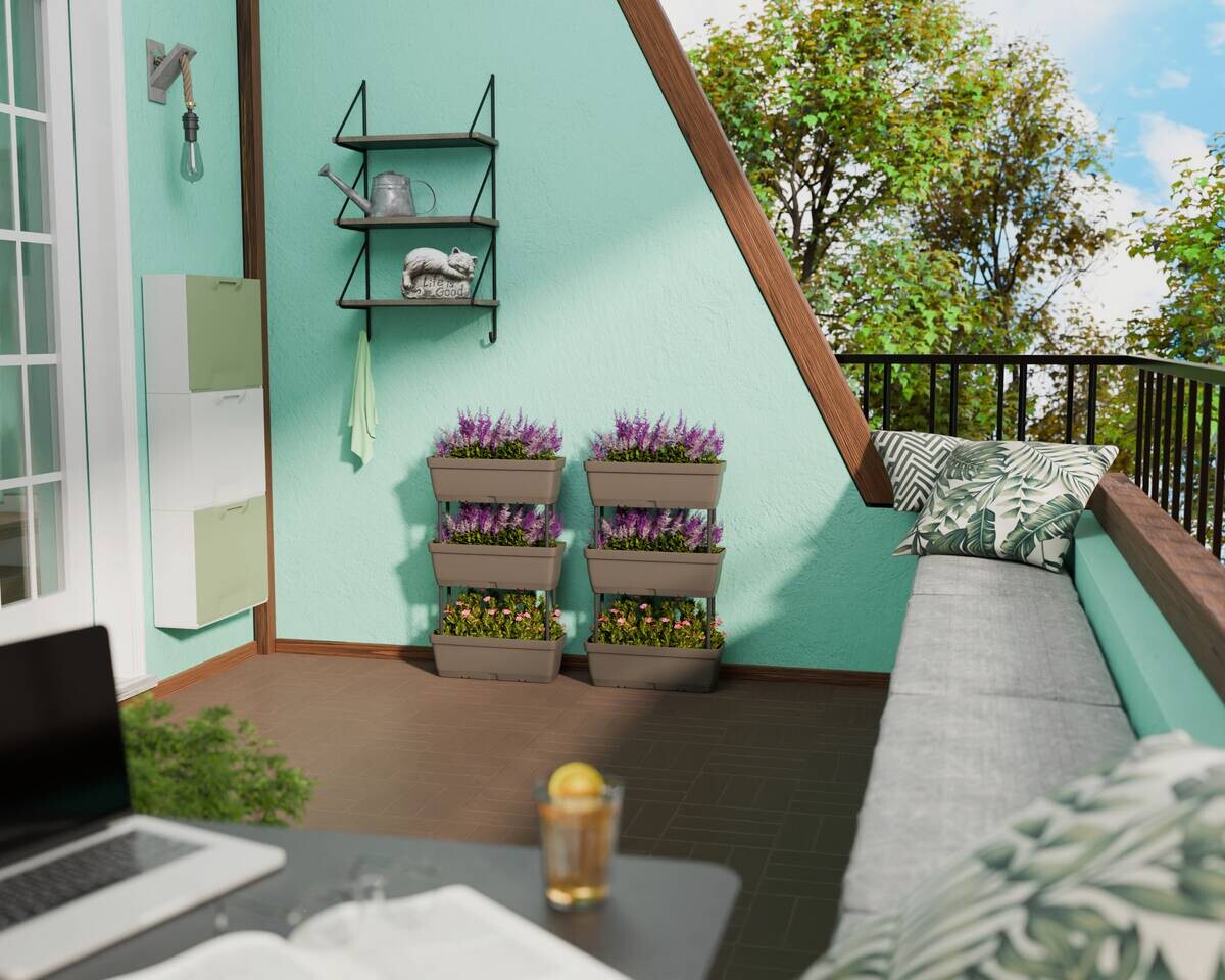 Lolego Veg Pflanzständer hellgrau Polypropylen B/H/L: ca. 17x32x50 cm