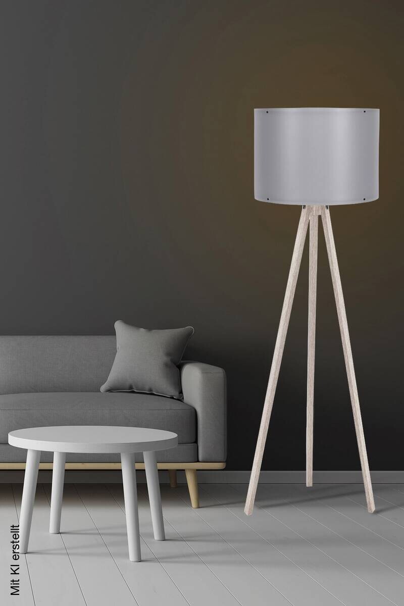 Opviq Stehlampe creme grau MDF Polypropylen B/H/L: ca. 38x145x38 cm E27 1 Brennstellen