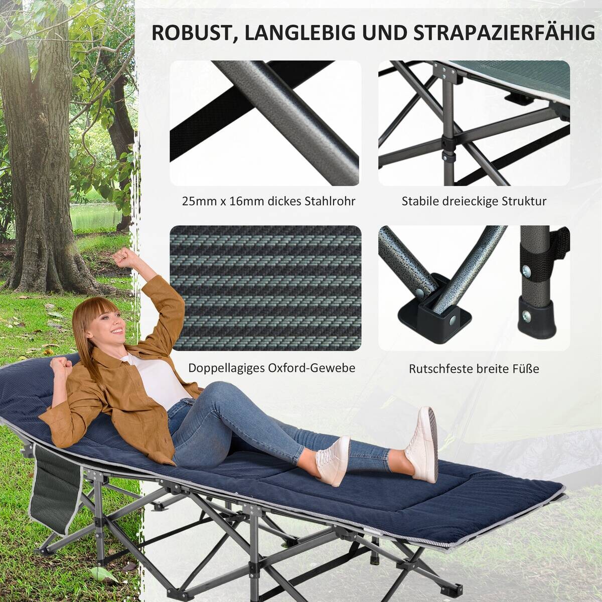 Outsunny Campingbett B/H/L: ca. 64,5x53x188 cm