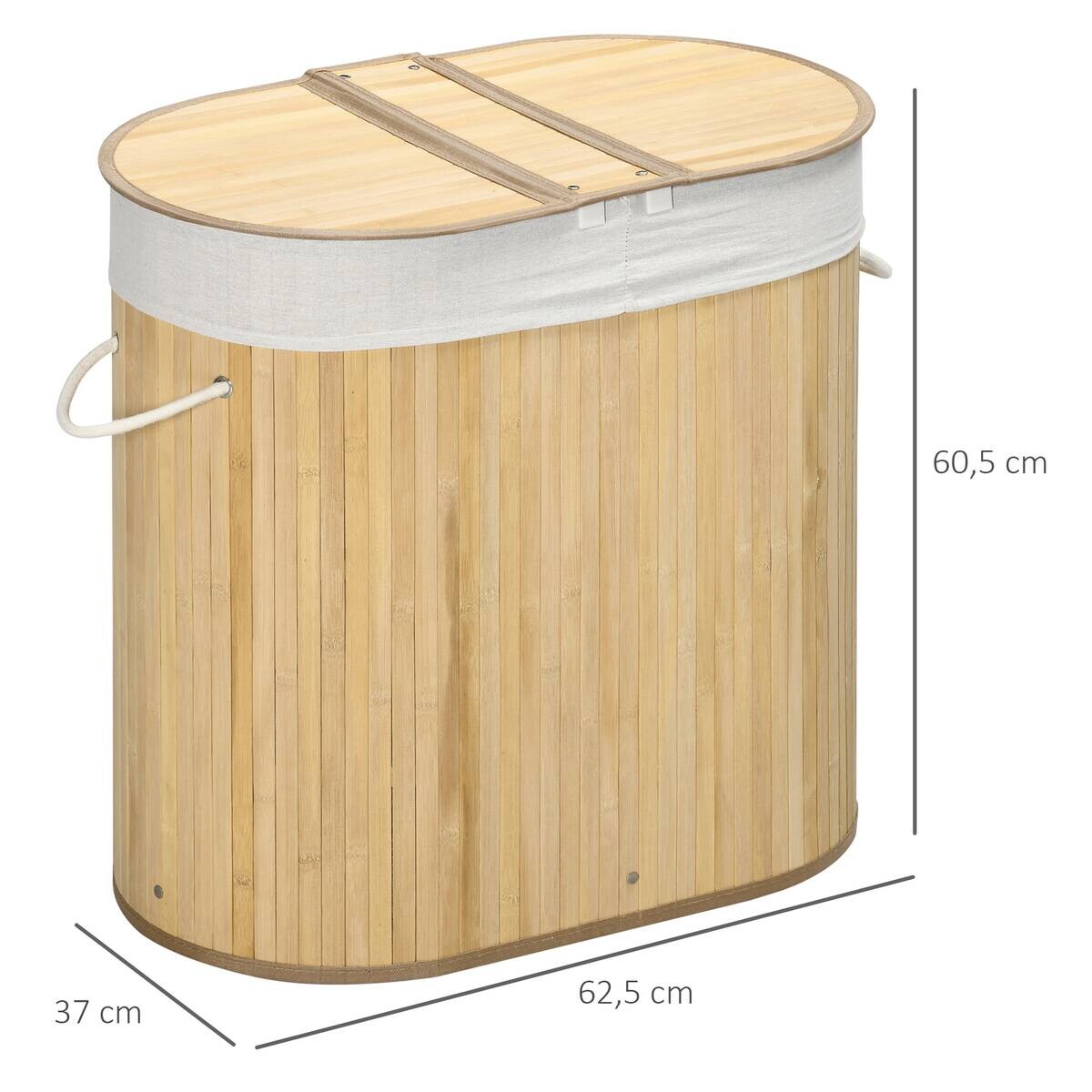 HOMCOM Wäschekorb natur Polypropylen B/H/L: ca. 37x62,5x60,5 cm