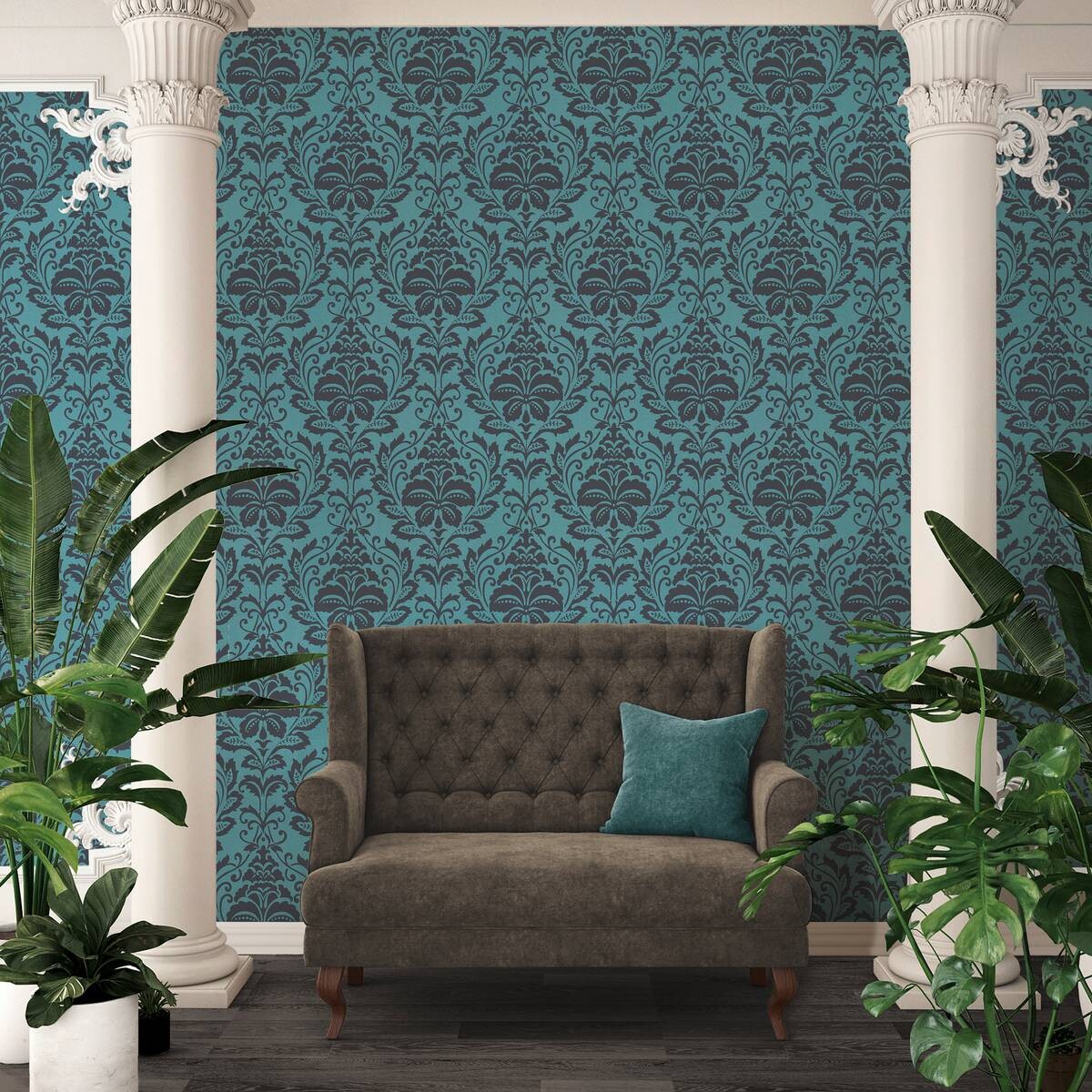 A.S.Creation Vliestapete Attractive Barock türkis grau B/L: ca. 53x1005 cm