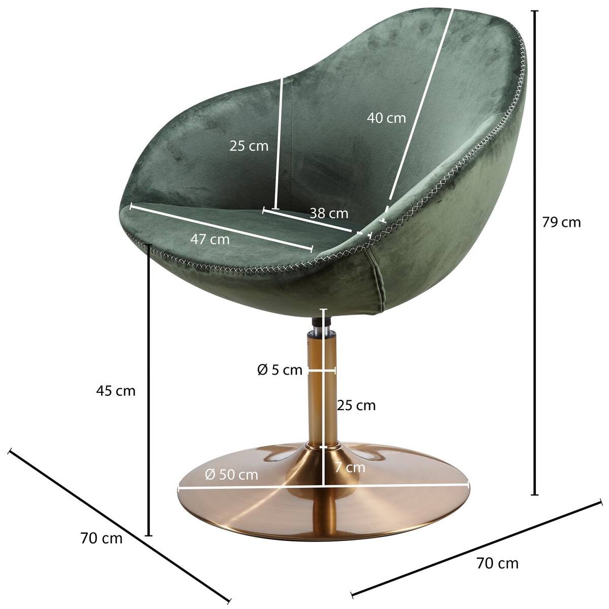 Wohnling Sessel grün gold Stoff Eisen B/H/T: ca. 70x79x70 cm
