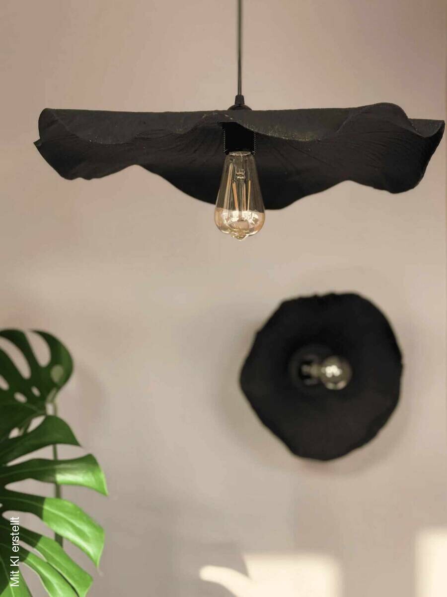 Opviq Pendelleuchte schwarz Kunststoff B/H/T/L/D: ca. 58x75x58x58x58 cm E27 1 Brennstellen