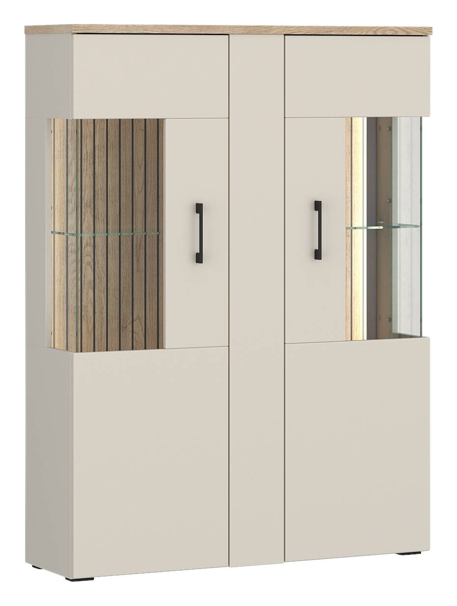 Highboardvitrine Cashmere Eiche Nachbildung Spanplatte B/H/T: ca. 99x138x35 cm