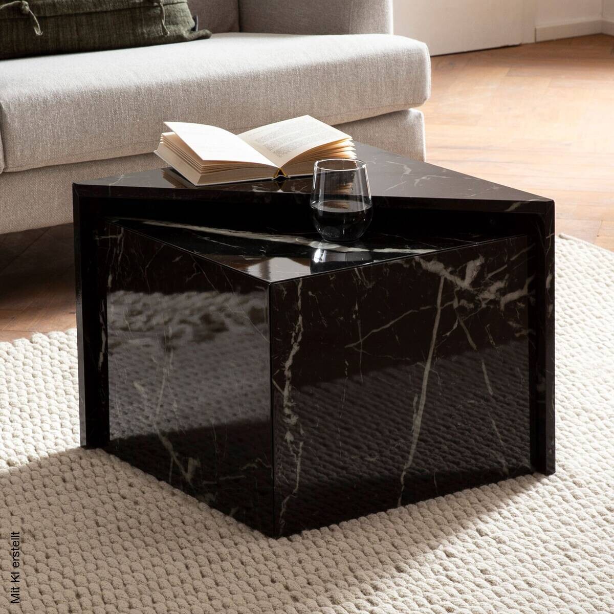 Couchtisch schwarz Marmor Optik B/H/T: ca. 50x42x50 cm